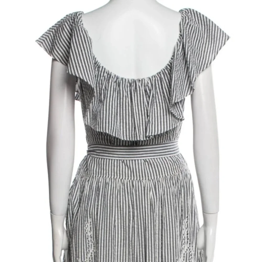 NWOT Tory Burch Summer 2019 Runway Stripe Eyelet Embroidered Maxi Dress S $548